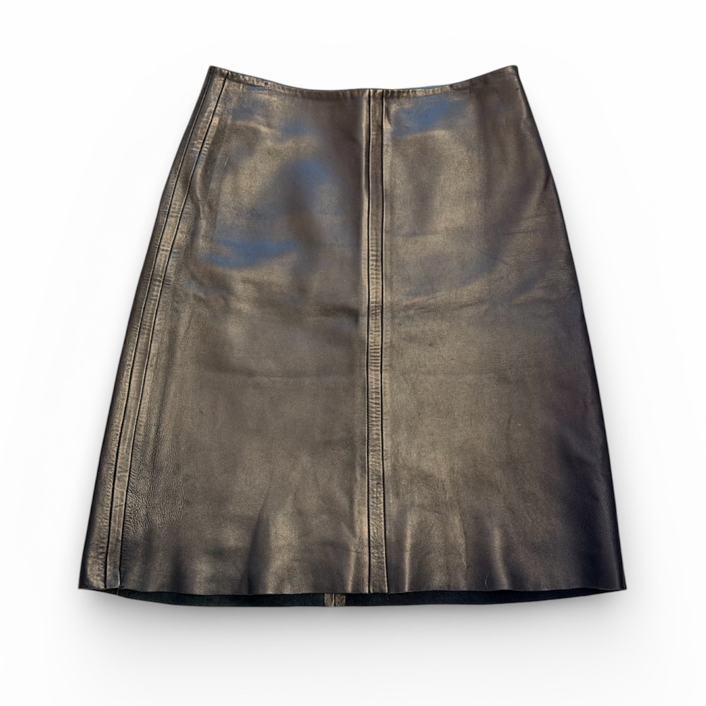 Jigsaw‎ Leather A-Line Skirt. Black, Size 8. Lined. Vintage. - Picture 7 of 8